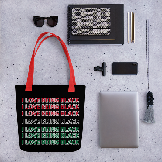 I Love Being Black RBG colors stacked tote bag